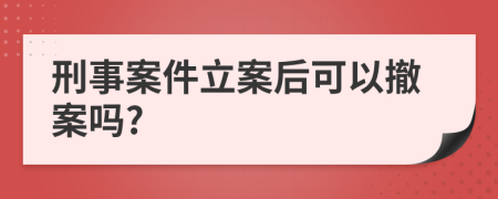 刑事案件立案后可以撤案吗?