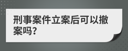 刑事案件立案后可以撤案吗？