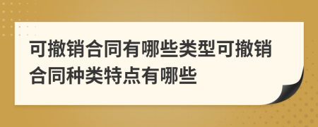 可撤销合同有哪些类型可撤销合同种类特点有哪些