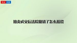 拍卖成交后法院撤销了怎么赔偿