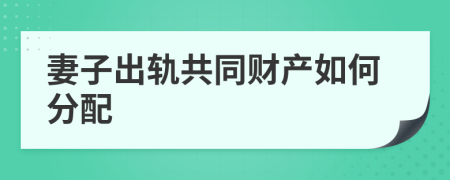 妻子出轨共同财产如何分配