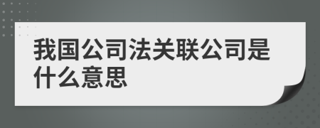 我国公司法关联公司是什么意思