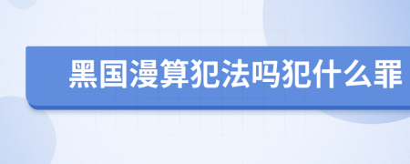 黑国漫算犯法吗犯什么罪