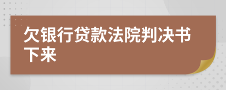 欠银行贷款法院判决书下来