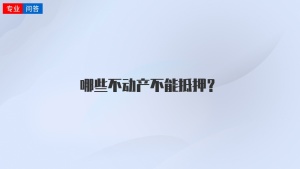 哪些不动产不能抵押？