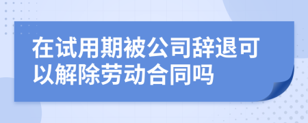 在试用期被公司辞退可以解除劳动合同吗