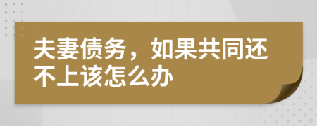 夫妻债务，如果共同还不上该怎么办