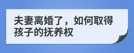 夫妻离婚了，如何取得孩子的抚养权