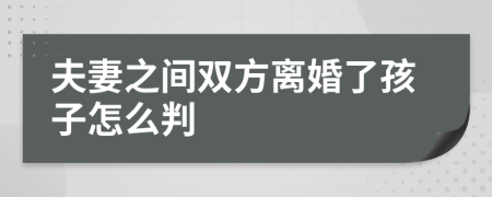 夫妻之间双方离婚了孩子怎么判