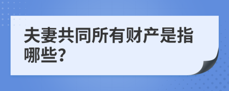 夫妻共同所有财产是指哪些？
