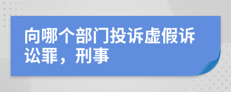 向哪个部门投诉虚假诉讼罪，刑事