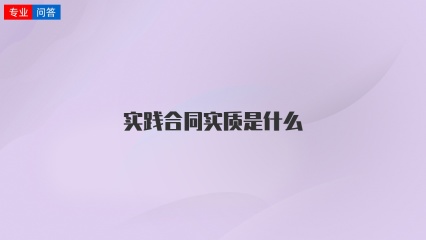 实践合同实质是什么