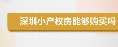 深圳小产权房能够购买吗