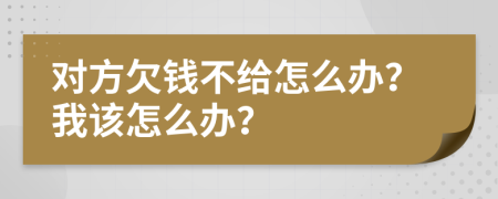 对方欠钱不给怎么办？我该怎么办？