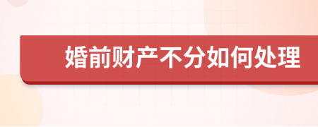 婚前财产不分如何处理