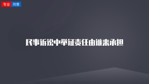 民事诉讼中举证责任由谁来承担