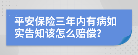 平安保险三年内有病如实告知该怎么赔偿？