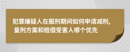 犯罪嫌疑人在服刑期间如何申请减刑, 量刑方案和赔偿受害人哪个优先