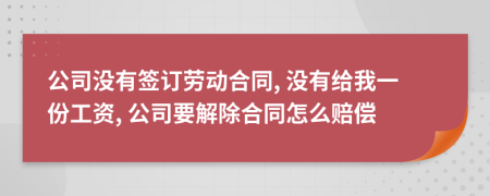 公司没有签订劳动合同, 没有给我一份工资, 公司要解除合同怎么赔偿