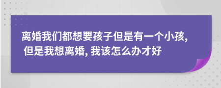 离婚我们都想要孩子但是有一个小孩, 但是我想离婚, 我该怎么办才好