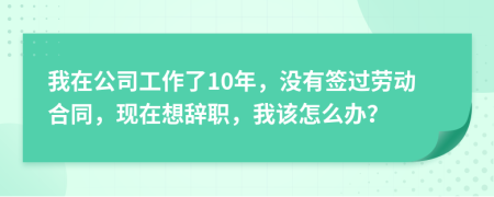我在公司工作了10年，没有签过劳动合同，现在想辞职，我该怎么办？