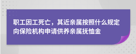 职工因工死亡，其近亲属按照什么规定向保险机构申请供养亲属抚恤金