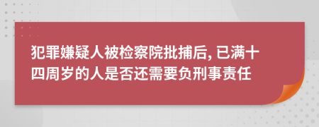 犯罪嫌疑人被检察院批捕后, 已满十四周岁的人是否还需要负刑事责任