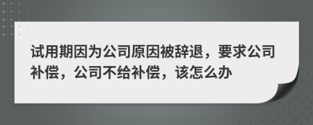 试用期因为公司原因被辞退，要求公司补偿，公司不给补偿，该怎么办