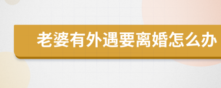 老婆有外遇要离婚怎么办