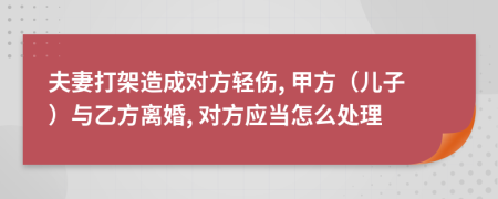 夫妻打架造成对方轻伤, 甲方（儿子）与乙方离婚, 对方应当怎么处理