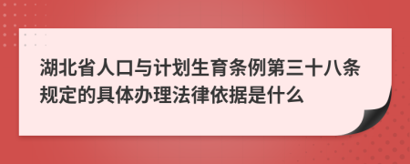 湖北省人口与计划生育条例第三十八条规定的具体办理法律依据是什么