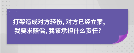 打架造成对方轻伤, 对方已经立案, 我要求赔偿, 我该承担什么责任?