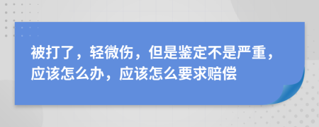 被打了，轻微伤，但是鉴定不是严重，应该怎么办，应该怎么要求赔偿