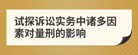 试探诉讼实务中诸多因素对量刑的影响