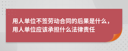 用人单位不签劳动合同的后果是什么，用人单位应该承担什么法律责任