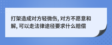 打架造成对方轻微伤, 对方不愿意和解, 可以走法律途径要求什么赔偿