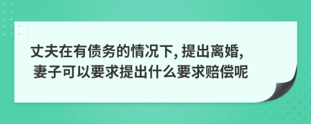 丈夫在有债务的情况下, 提出离婚, 妻子可以要求提出什么要求赔偿呢