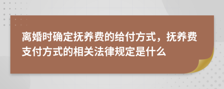 离婚时确定抚养费的给付方式，抚养费支付方式的相关法律规定是什么