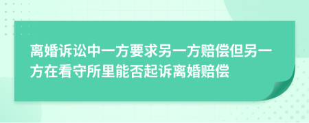 离婚诉讼中一方要求另一方赔偿但另一方在看守所里能否起诉离婚赔偿