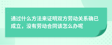 通过什么方法来证明双方劳动关系确已成立，没有劳动合同该怎么办呢