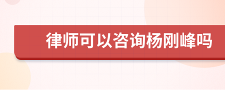 律师可以咨询杨刚峰吗