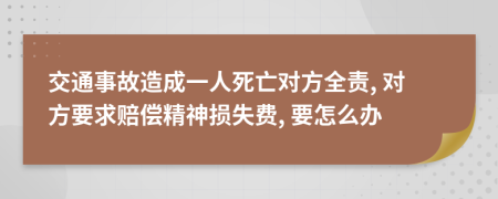 交通事故造成一人死亡对方全责, 对方要求赔偿精神损失费, 要怎么办