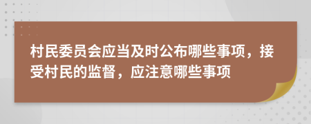 村民委员会应当及时公布哪些事项，接受村民的监督，应注意哪些事项