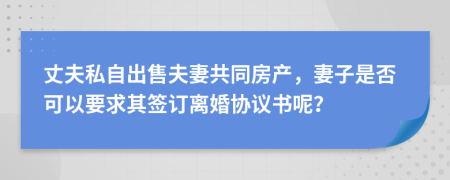 丈夫私自出售夫妻共同房产，妻子是否可以要求其签订离婚协议书呢？