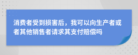 消费者受到损害后，我可以向生产者或者其他销售者请求其支付赔偿吗