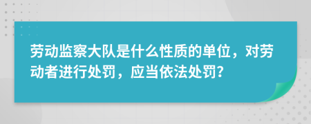 劳动监察大队是什么性质的单位，对劳动者进行处罚，应当依法处罚？