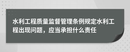 水利工程质量监督管理条例规定水利工程出现问题，应当承担什么责任