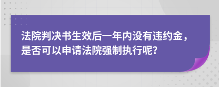 法院判决书生效后一年内没有违约金，是否可以申请法院强制执行呢？