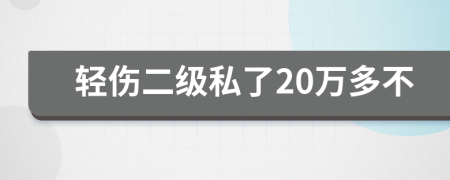 轻伤二级私了20万多不