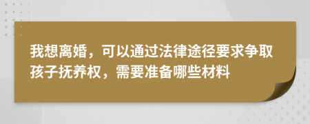我想离婚，可以通过法律途径要求争取孩子抚养权，需要准备哪些材料
